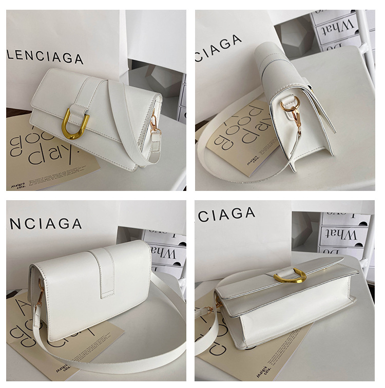 Túi đeo chéo IELGY màu trơn dáng vuông có nút cài chụp vào phong cách phương tây thời trang mùa hè đường phố dành cho nữ