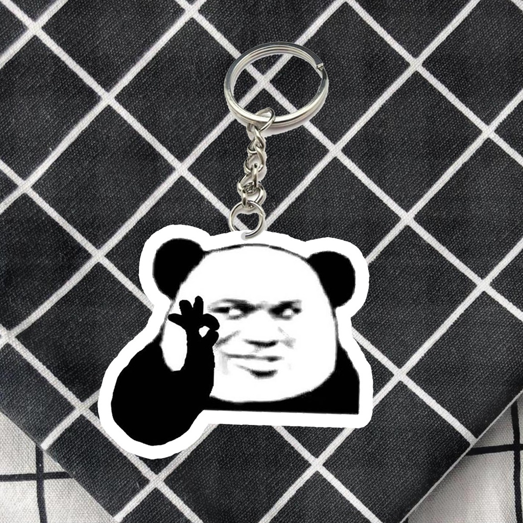 Móc khóa mika meme Gấu trúc bựa cáo từ, oke bấy bề, vỗ tay, xin tha hài hước