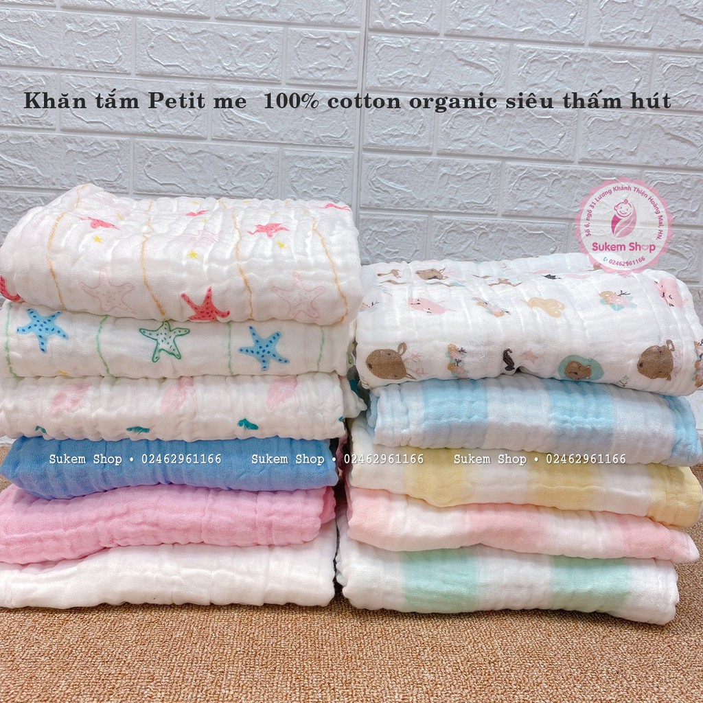 Khăn Tắm Petitme 6 Lớp Thấm Hút 100% Cotton Organic