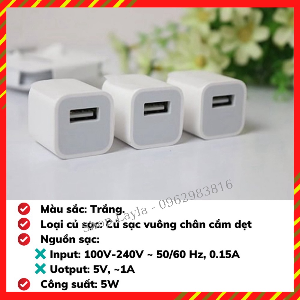 Củ sạc iphone, cục sạc vuông A21 dành cho iPhone ổn định nguồn điện 2A, tuổi thọ cao