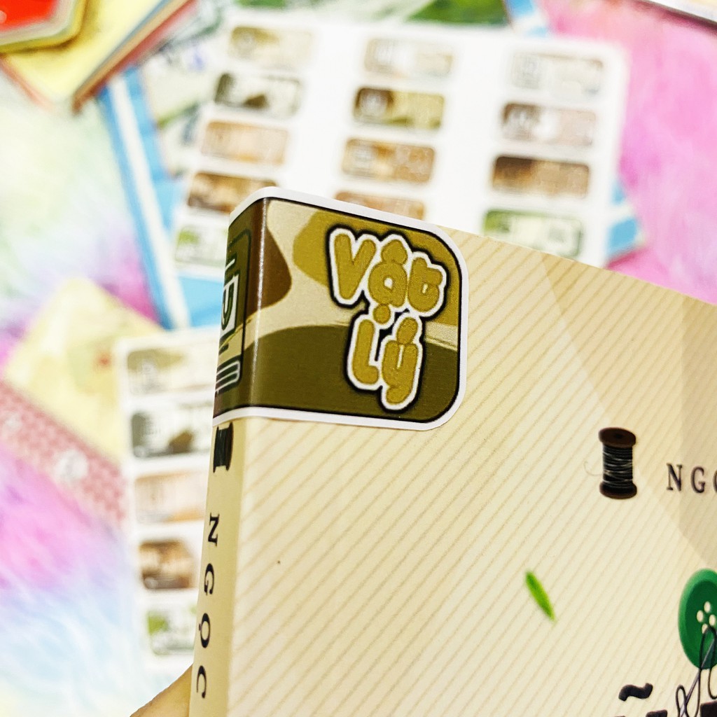 Bộ 15 sticker tem nhãn môn học màu pastel dán tiêu đề môn học, đánh dấu tập, vở, sách