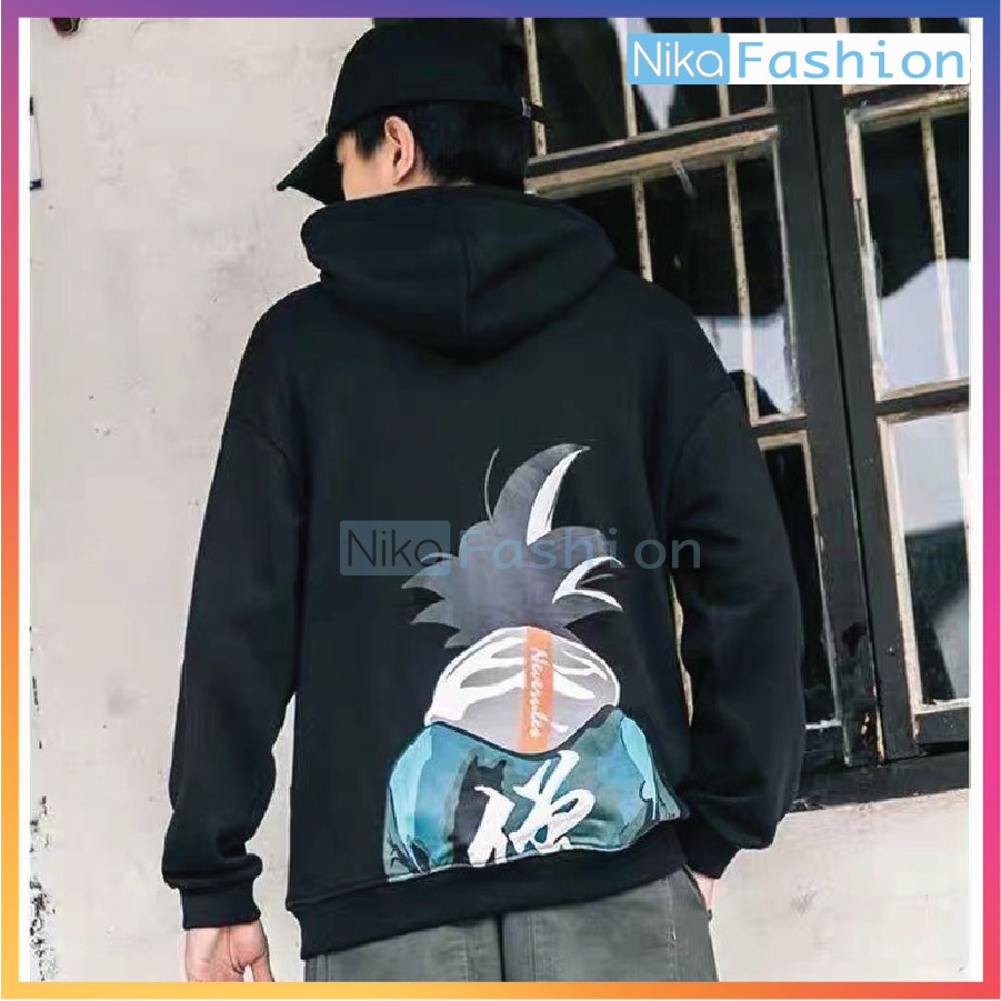 Nikafashion Áo Hoodie Nón Unisex Nam Nữ Chất Vải Nỉ Freesize 1 kích cỡ Form Dáng Rộng Dưới 65kg Mặc Đẹp G.O.K.U