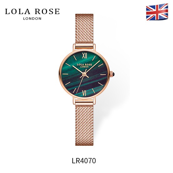 Đồng hồ nữ dây kim loại Lolarose mặt tròn 30mm đá bảo thạch malachite cao cấp sang trọng LR4070 | BigBuy360 - bigbuy360.vn
