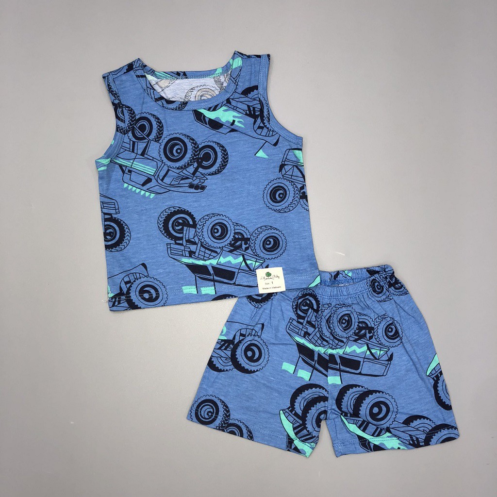 Đồ bộ bé trai, bộ ba lỗ cho bé chất thun cotton, nhiều màu, size 1-5 tuổi - SUNKIDS