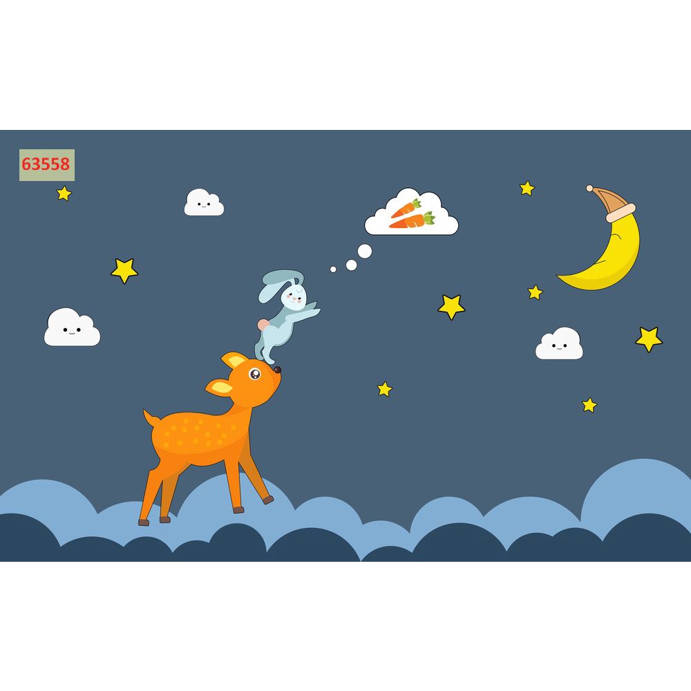 Tranh Dán Tường 3D Phòng Trẻ Em Hoạt Hình Ngộ Nghĩnh