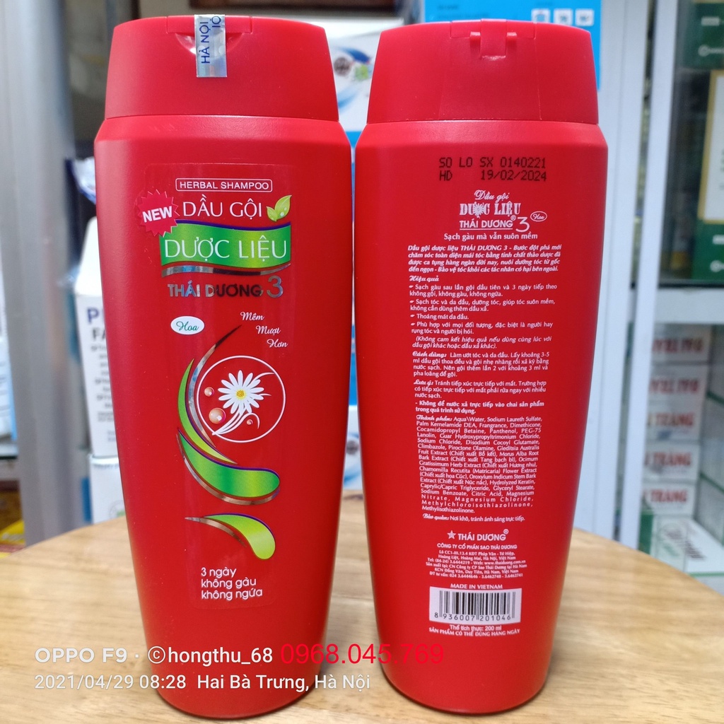 Dầu gội dược liệu Thái Dương 3 hương nước hoa 200ml