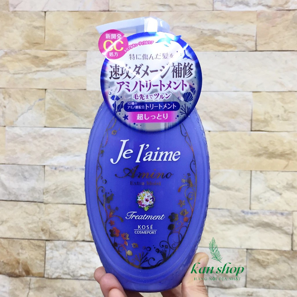 Dầu xả dưỡng ẩm phục hồi tóc hư tổn không chứa silicone với axit amin Je L'aime Amino Extra Moist Kose 500ml Nhật Bản