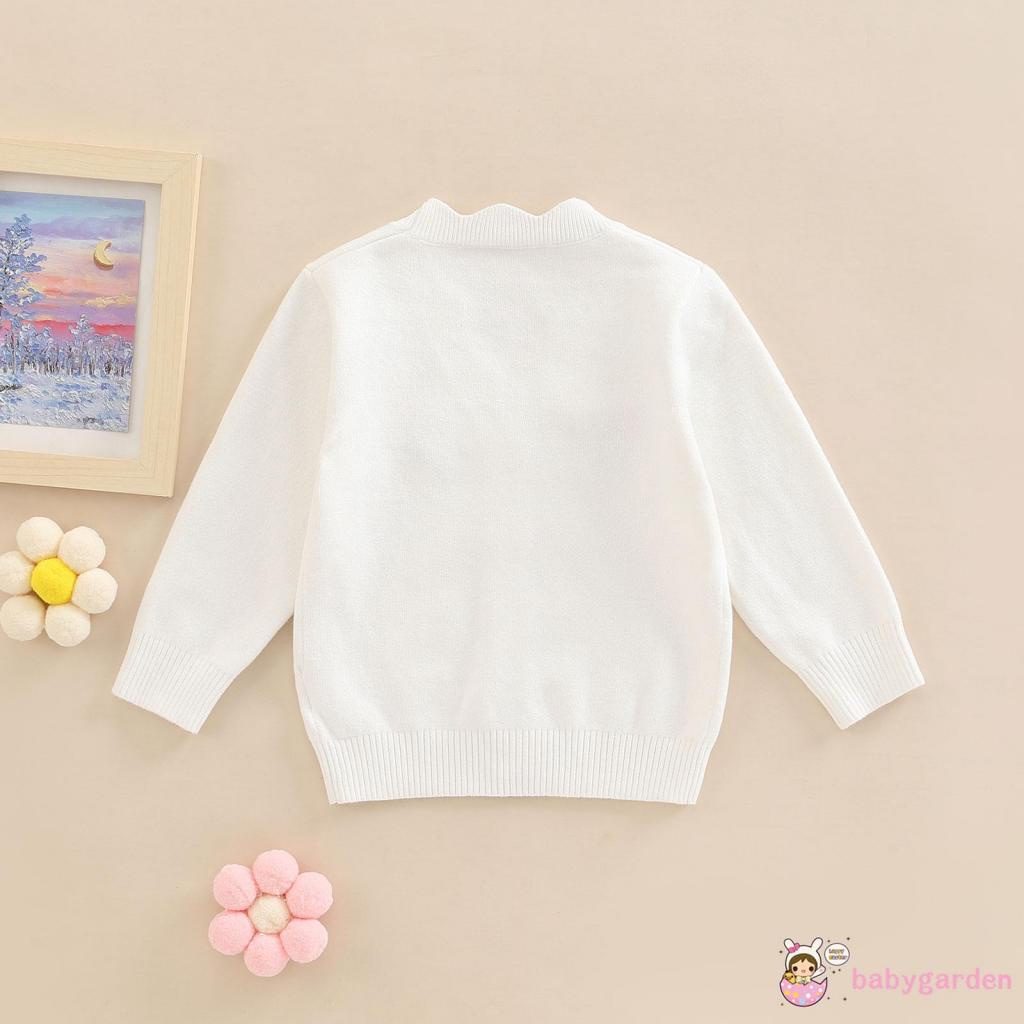 Áo Khoác Cardigan Dệt Kim Thêu Hoa Cài Một Hàng Nút Kiểu Ngọt Ngào Thời Trang Mùa Xuân Cho Bé Gái