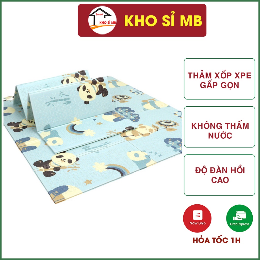 Thảm xốp cho bé XPE gấp gọn tấm lót trải sàn 2 mặt chống thấm chống trơn hàn quốc phủ silicon 1m8 2m