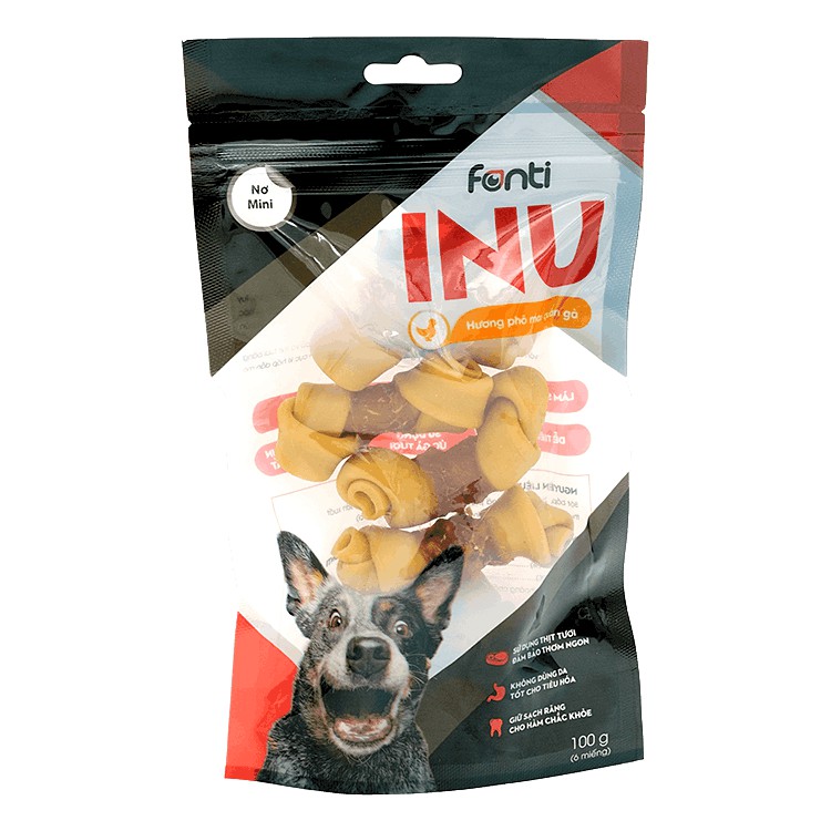 Xương nơ mini quấn gà Inu Fonti 6 viên cho chó