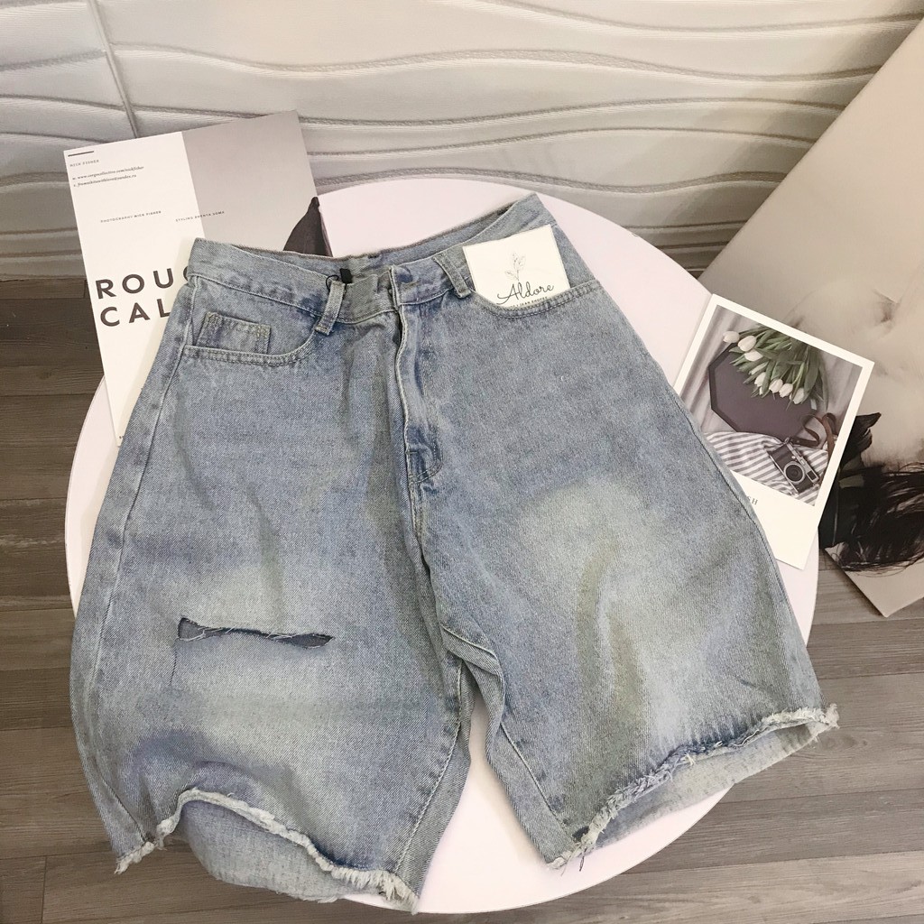 Quần short jean nữ sooc lửng rách gối bigsize QSJ01 unisex ulzzang nam nữ Yinxx MST4R