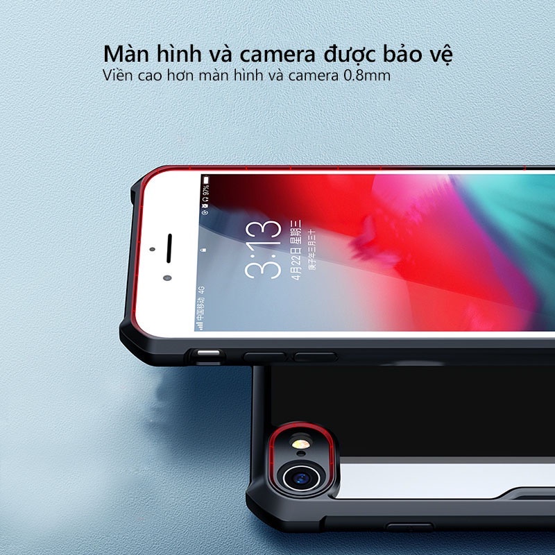 Ốp lưng XUNDD iPhone 7 / 8 / SE 2020 / SE 3 2022 Mặt lưng trong suốt, Viền TPU, Chống sốc