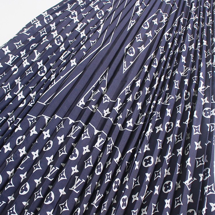 Chân Váy Midi Lưng Thun Xếp Ly In Chữ Thời Trang Mới 2022 Cho Nữ