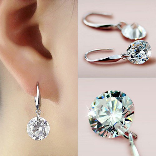 Bông tai mạ bạc đính đá sang trọng cho nữ