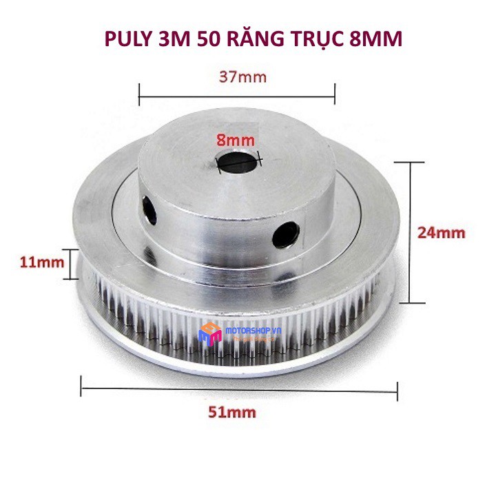 MTS Puly 3M 50 Răng Bản Rộng Đai 11mm Các Loại Trục 5mm, 8mm, 10mm, 15mm, 20mm