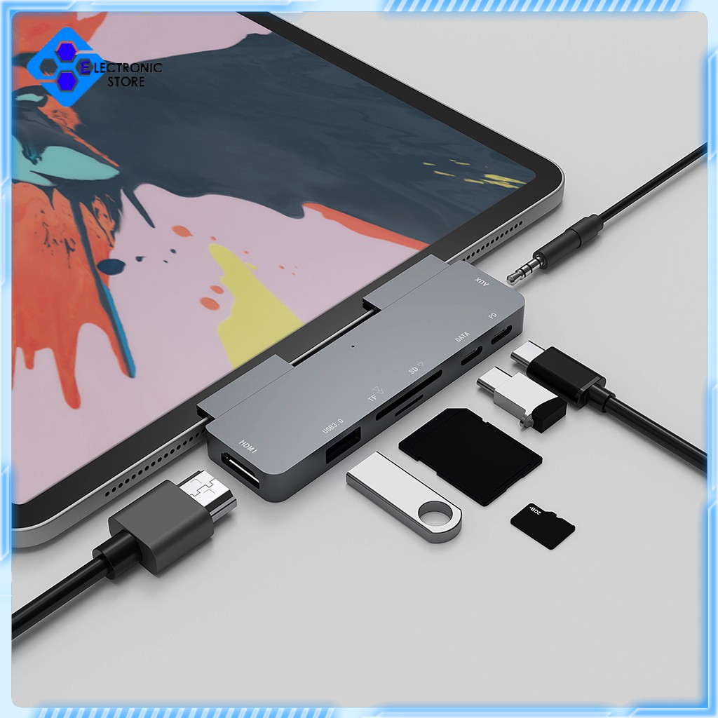 Bộ Chia 7 Cổng Usb-C Sang Hdmi 4k Pd Hub Fit Ipad Pro 11 / 12.9 2018