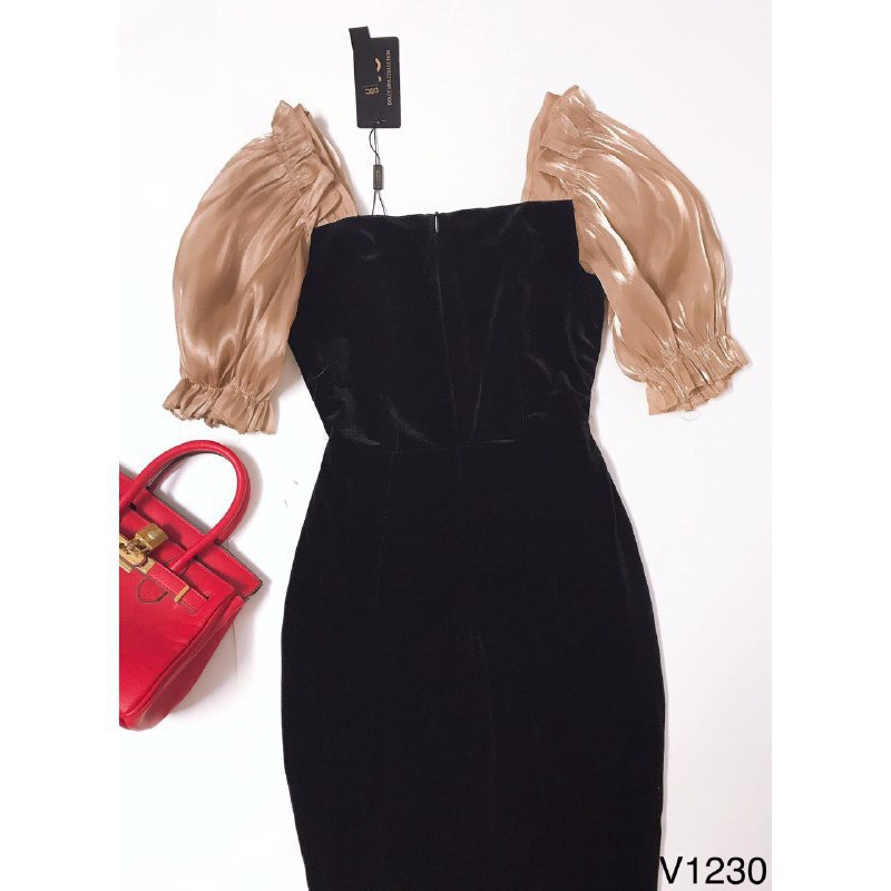 [ xả kho ] MiD Đầm dự tiệc dáng ôm phối tay điệu thiết kế V1230 Mie Design kèm ảnh thật