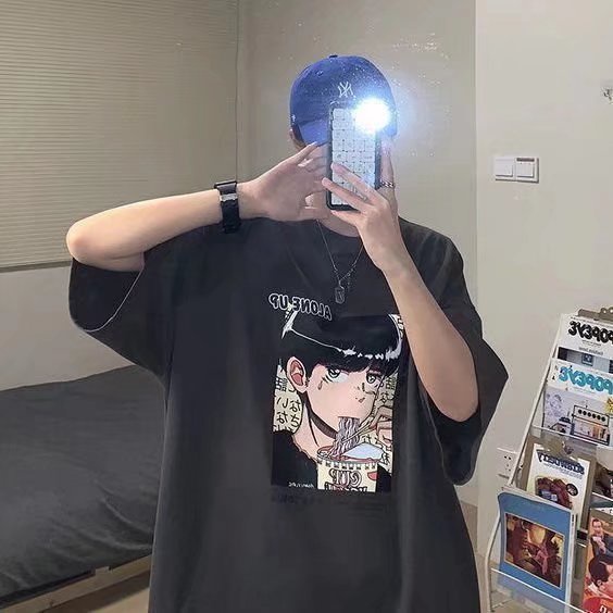 Áo Thun Tay Ngắn Dáng Rộng In Họa Tiết Hoạt Hình Phong Cách Hip Hop Hàn Quốc Thời Trang Mùa Hè Cho Nam Và Nữ