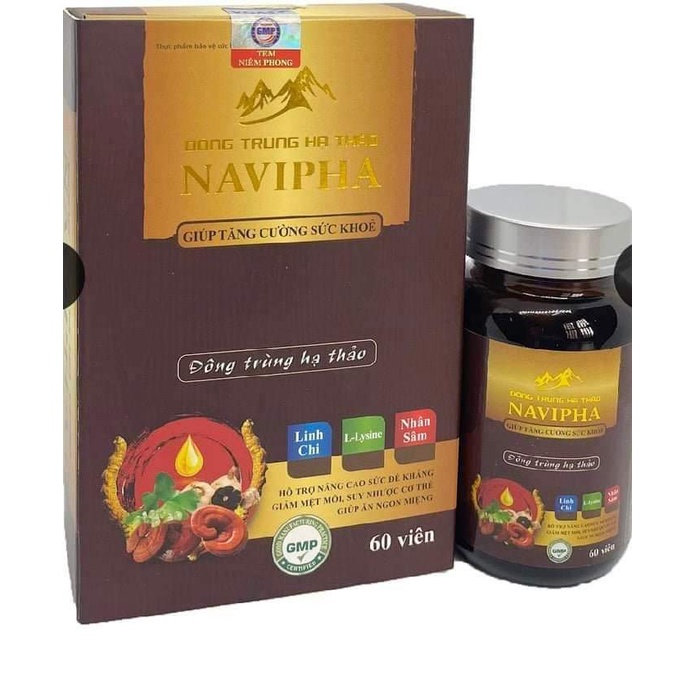 Đông Trùng Hạ Thảo Navipha Bồi Bổ Nguyên Khí, Tăng Cường Sinh Lực, Giảm Rối Loạn Tuần Hoàn Não 60 Viên Uống