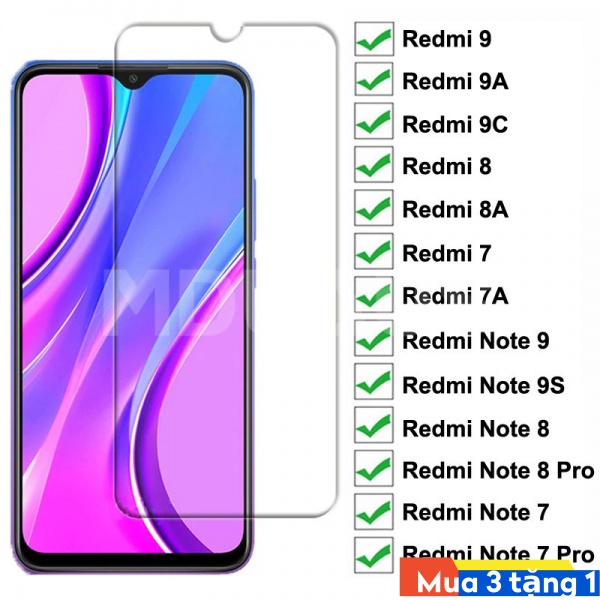 Kính cường lực 2.5D 9H dành cho Xiaomi Mi Redmi Note 5 6 7 8 9 10 7A 8A 8T 9S 9A 9i 9T 10S K20 K30 K40 K30S A2 Prime Pro Lite Plus Max Ultra 4G 5G