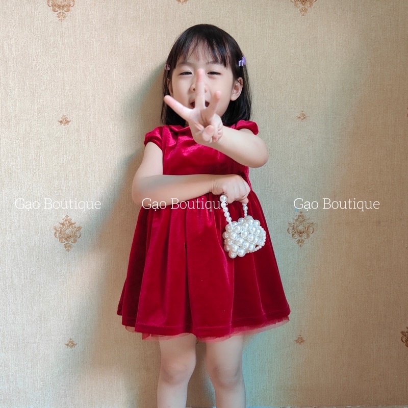 Túi xách mini đính ngọc trai nhựa cho bé gái