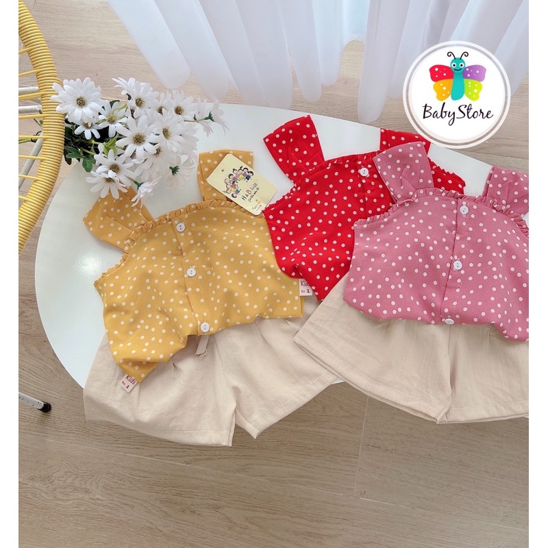Bộ áo chấm bi và quần ngắn cho bé từ 10 đến 20kg