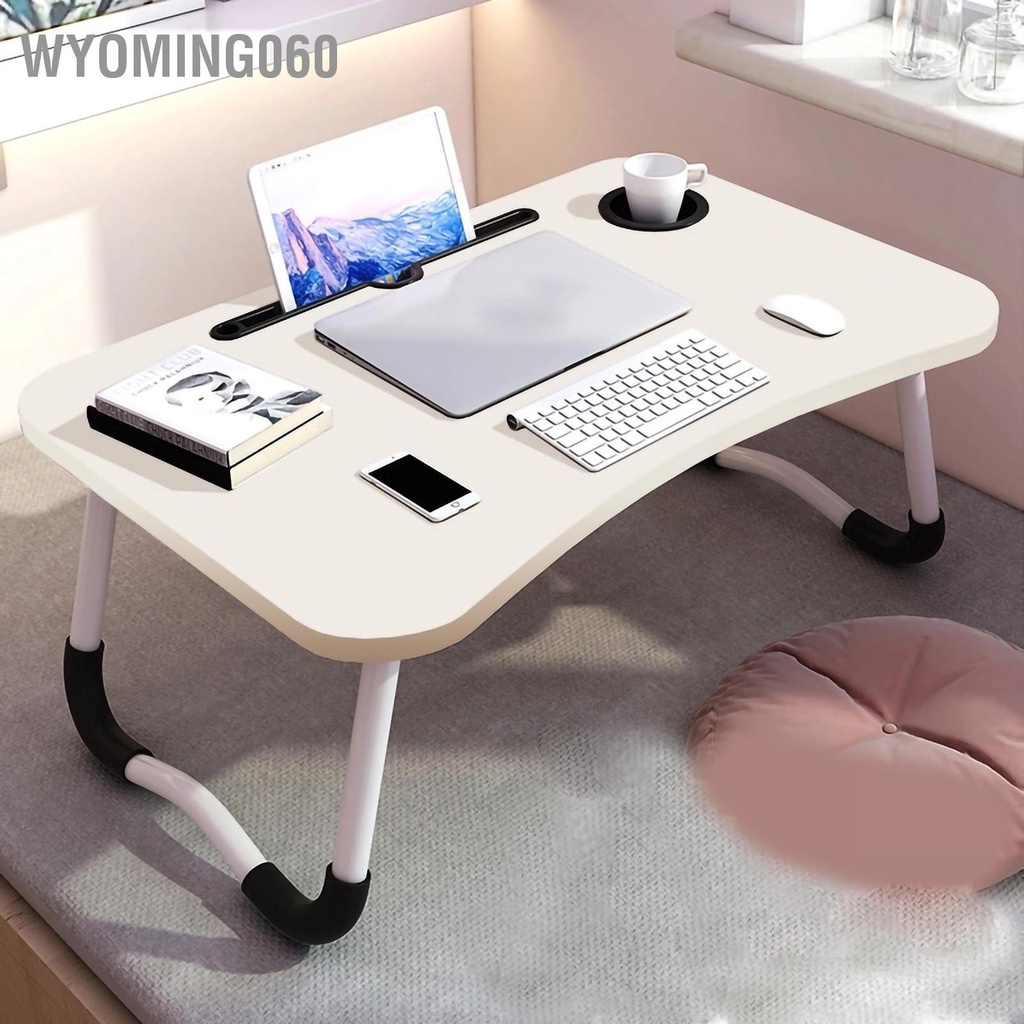 Bàn để trên giường gấp gọn lại được giữ máy tính xách tay có ngăn giữ cốc sử dụng tại nhà