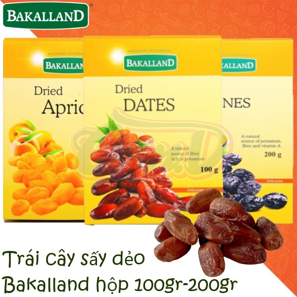 (3 loại) Trái cây sấy dẻo Bakalland hộp 100gr-200gr