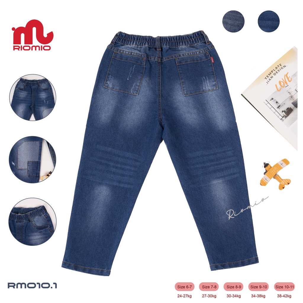 Quần Jean bé trai RIOMIO ống suông chất liệu Denim Cotton thoải mái - RM010