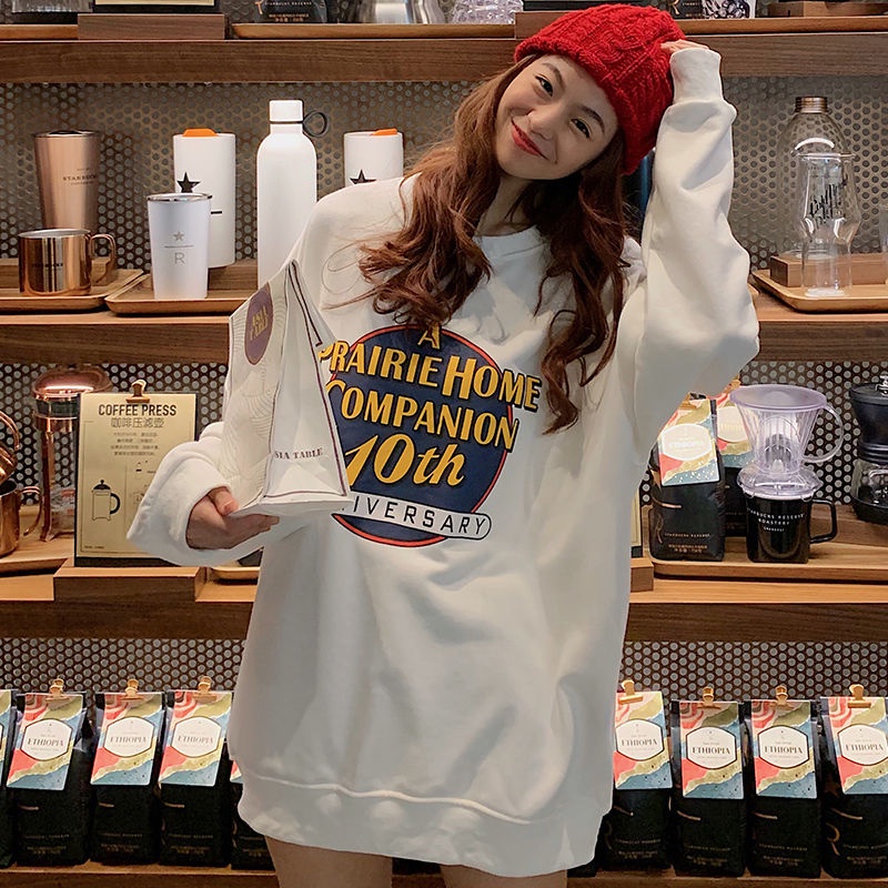 Áo sweater cổ tròn dáng rộng thiết kế mới thời trang mùa xuân theo phong cách Hàn Quốc cho nữ 2021