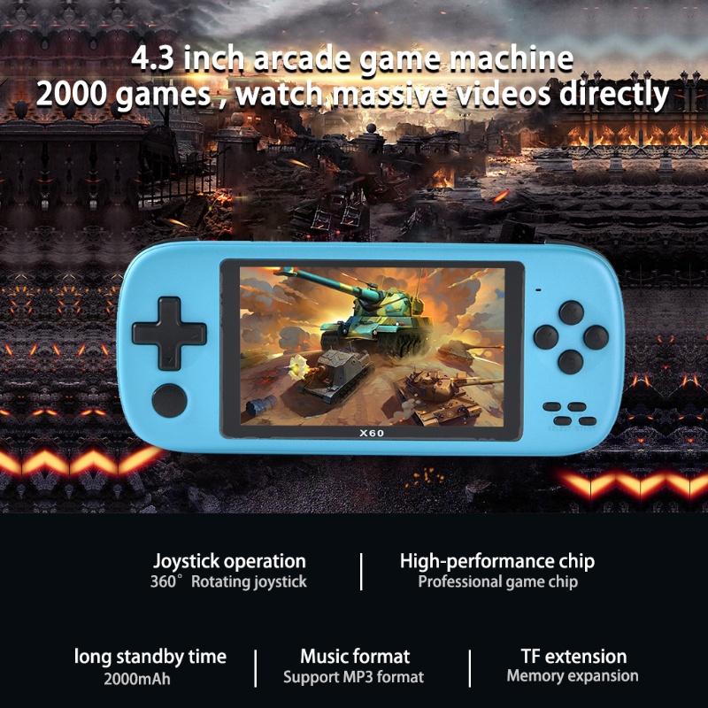 Máy chơi trò chơi cầm tay màn hình 4.3 inch hỗ trợ FC / GB / GBA / MD / NES / SFC