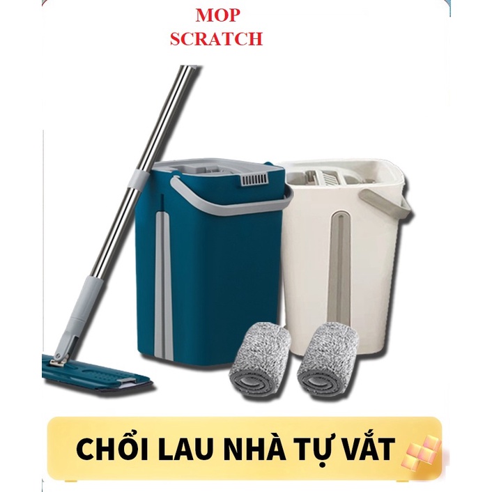 Cây lau nhà thông minh MOP SCRATCH tự vắt xoay 360 độ, Chổi lau nhà tự vắt chính hãng