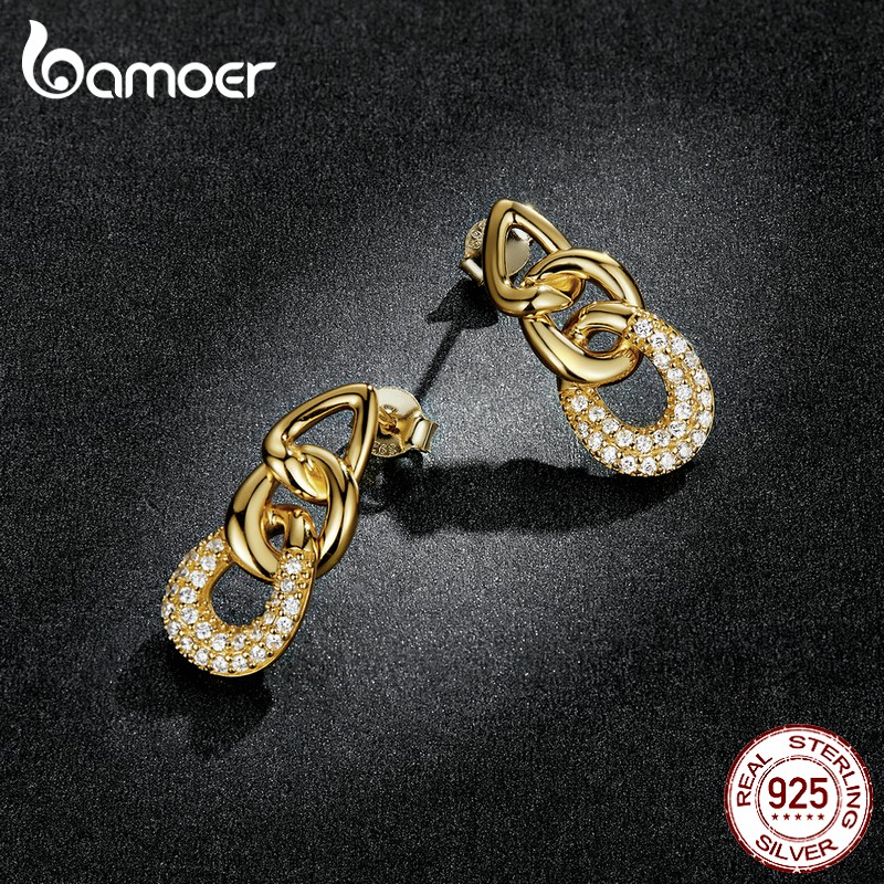 Đôi bông tai Bamoer Bse545 bạc 925 đính zircon quà tặng trang sức nữ