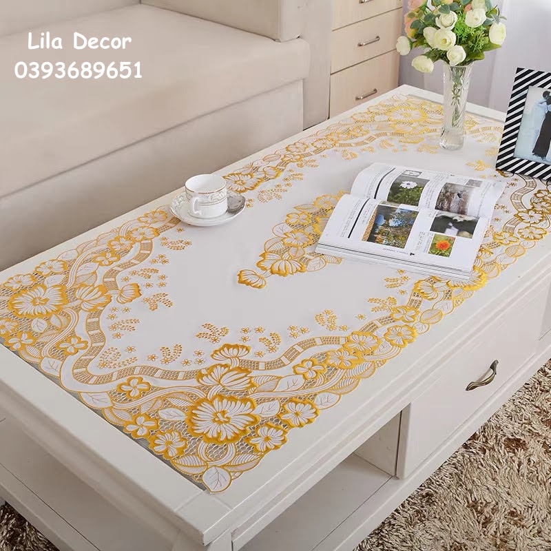 Khăn trải bàn ăn, bàn phòng khách nhiều kích thước HÀNG ĐẸP chống thấm nước chữ nhật