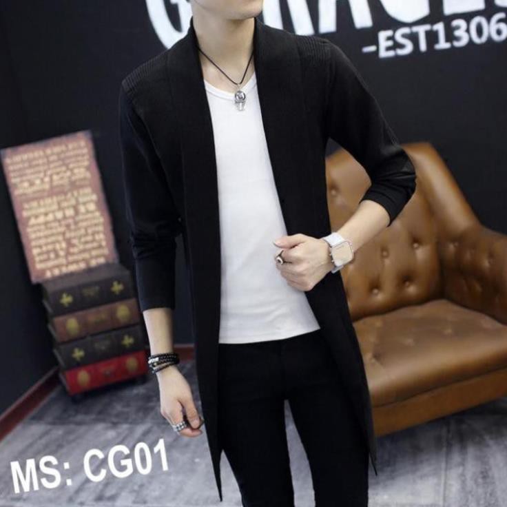 [ Giảm 30% ] Áo khoác nam cardigan len dáng dài aokhoacnam-CG02 xám V09 *