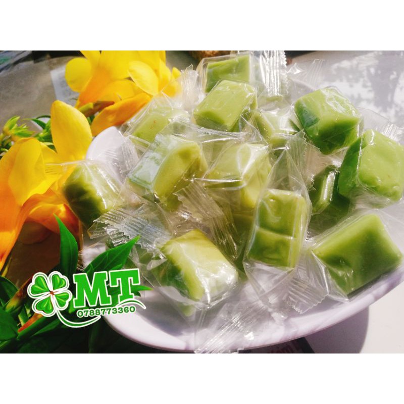 Kẹo dừa dẻo lá dứa 500g (100%màu tự nhiên của lá dứa)