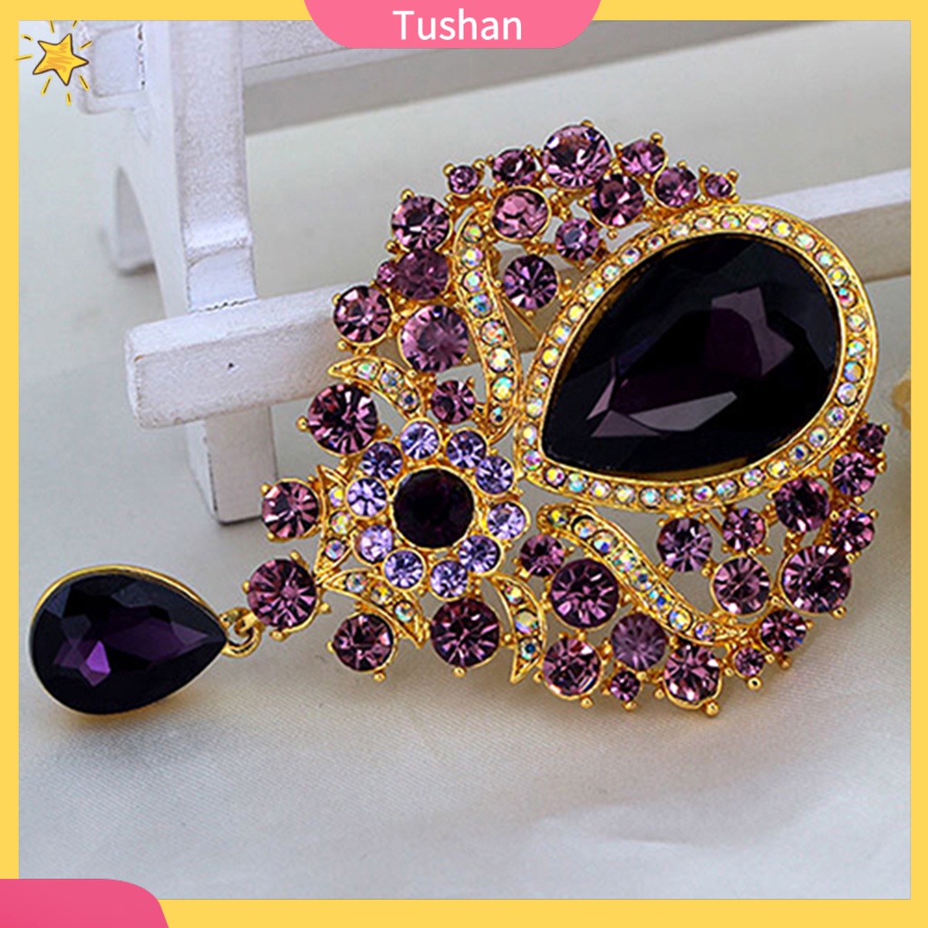 Ghim Cài Áo Hình Giọt Nước Đính Đá Nhân Tạo Thời Trang Cho Nữ