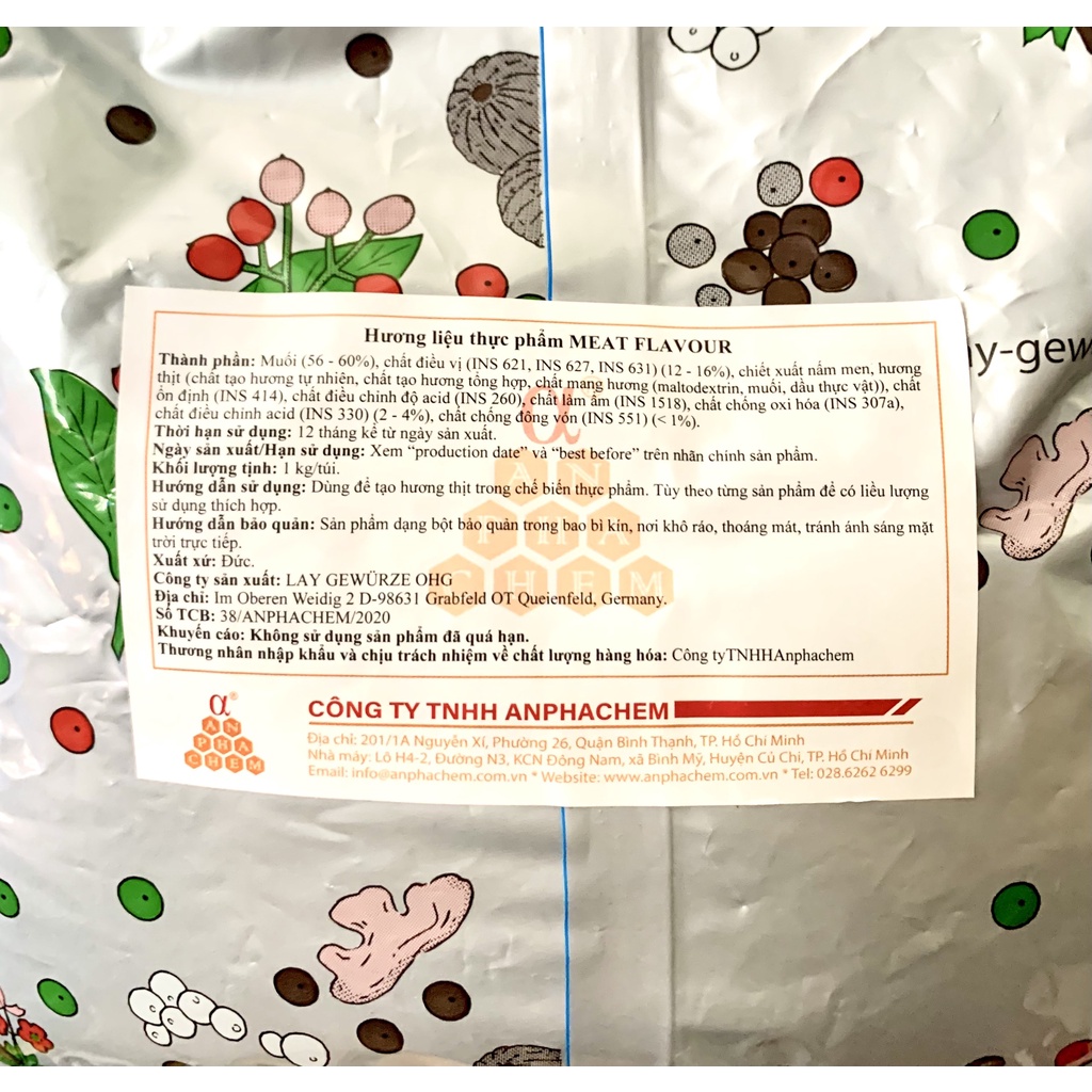 1Kg Hương thịt dạng bột Meat Flavour hàng Đức - Tăng hương thịt cho xúc xích, giò chả, jambon, Doner Kebab
