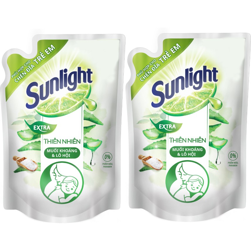 Sunlight - Nước rửa chén Sunlight Thiên nhiên 2.1kg (Túi) - Muối khoáng Và Lô hội