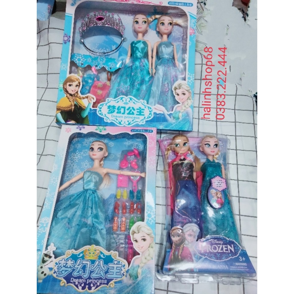 Bộ búp bê Elsa Anna, búp bê cao 30cm kèm phụ kiện vương miện, váy thay ....