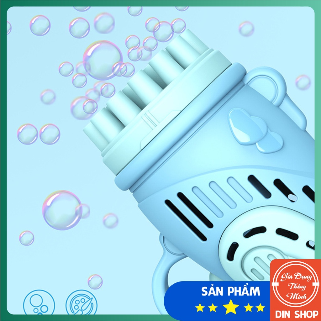 Súng bắn bong bóng xà phòng 23 / 32 nòng chạy bằng pin siêu mạnh kèm dung dịch pha bong bóng nhiều màu an toàn cho bé