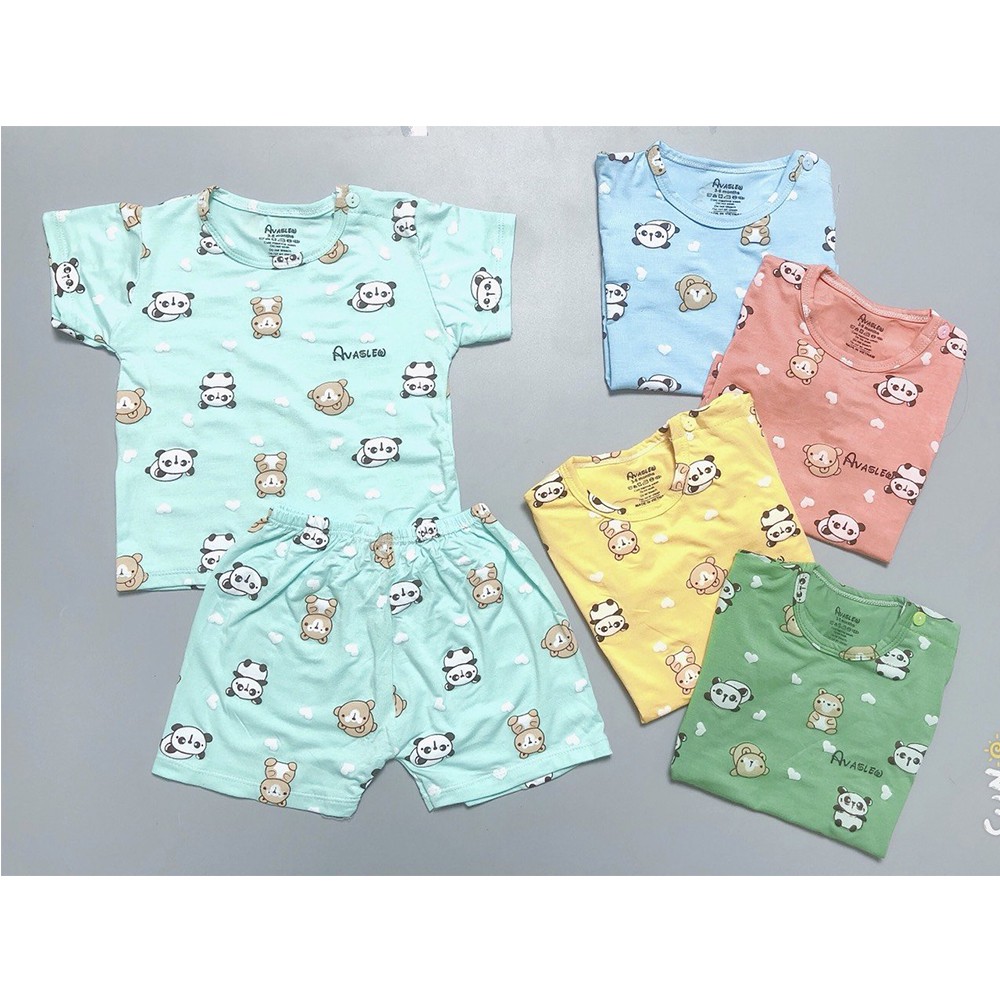 Bộ cộc tay AVASLEW cho bé trai, bé gái cotton 100% co giãn 4 chiều. size 3-13kg BR52