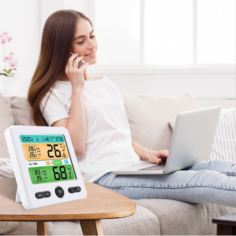 Màn Hình Hiển Thị Nhiệt Độ Và Độ Ẩm Cỡ Lớn Thoải Mái Màu Sắc Xinh Xắn