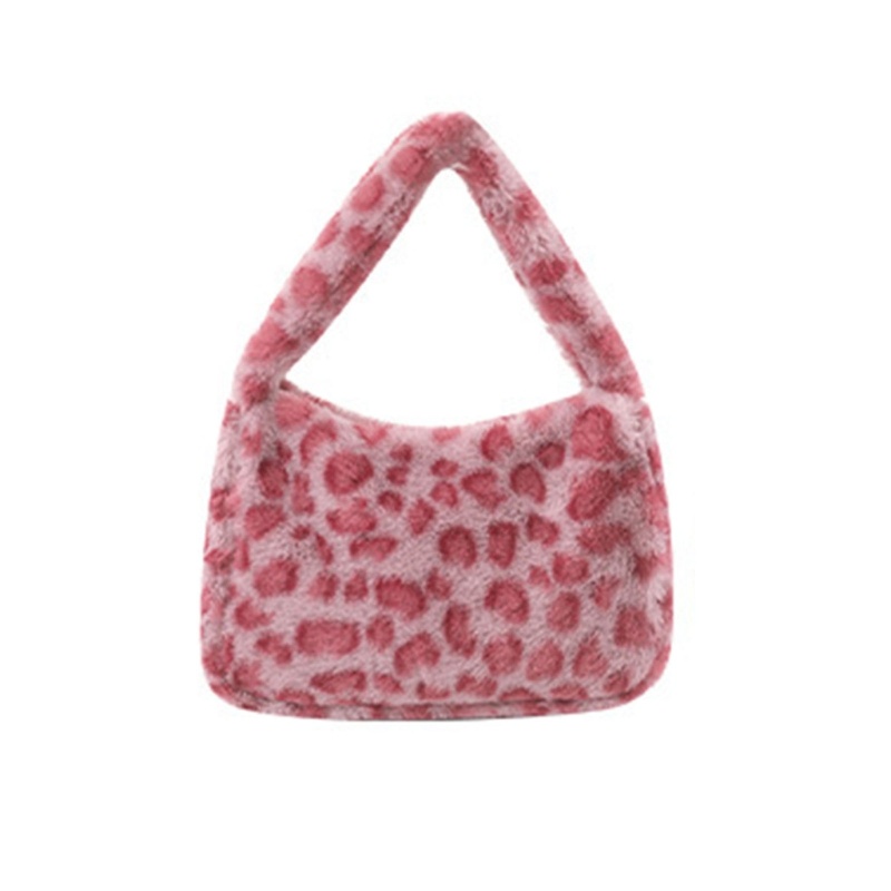 Túi Đeo Vai / Kẹp Nách Phủ Lông Họa Tiết Da Báo Thời Trang Thu Đông Cho Nữ