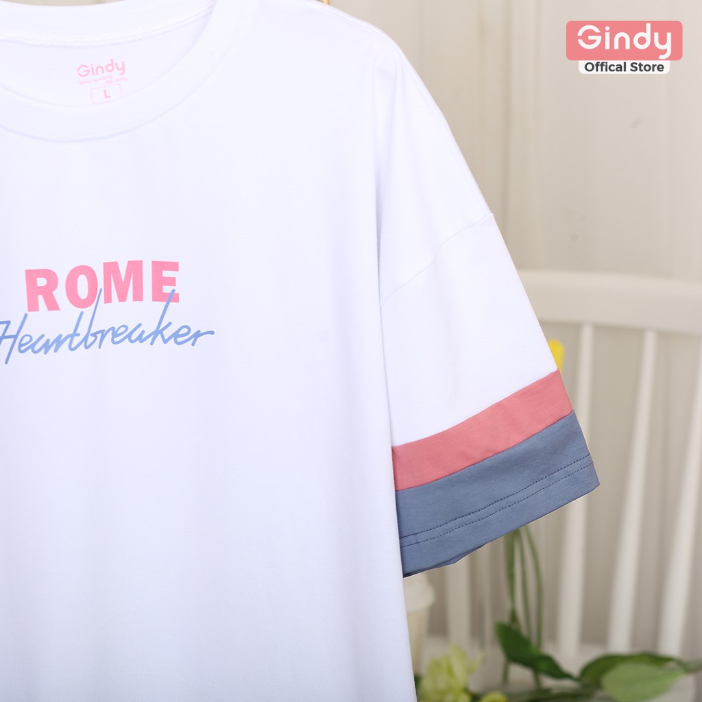 Áo phông nữ cổ tròn Gindy thun chất cotton thoáng mát tay lỡ form rộng unisex đẹp Hàn Quốc A013 | BigBuy360 - bigbuy360.vn