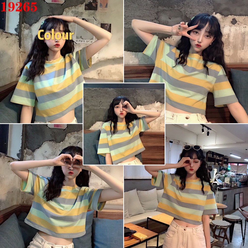 Áo croptop nữ đẹp kiểu form rộng tay ngắn phong cách ulzzang Hàn Quốc A02 - Peyy Clothing