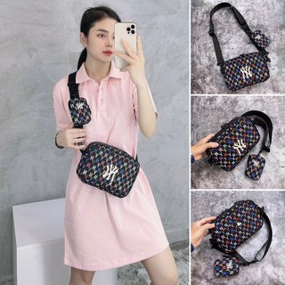 [Mã SKAMLTSM9 giảm 10% đơn 99K] ⚡️ Túi đeo chéo M.L.B NY Monogram Jacquard Cross Bag - Black/Multicolor HÀNG XUẤT DƯ XỊN