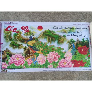 Tranh đính đá cha mẹ thành phẩm công vạn lý trường thành