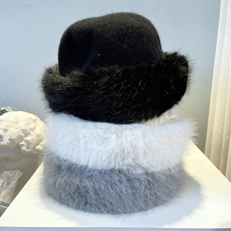 Mũ bucket vải len phong cách Nga thời trang