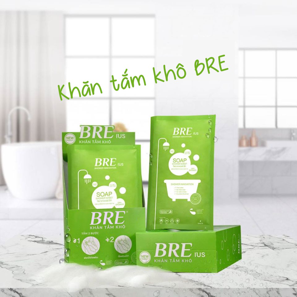 ✅ Khăn Tắm Khô Tắm Không Cần Nước: BRE làm sạch và dịu da, dưỡng ẩm chỉ trong 10 phút -VT0496